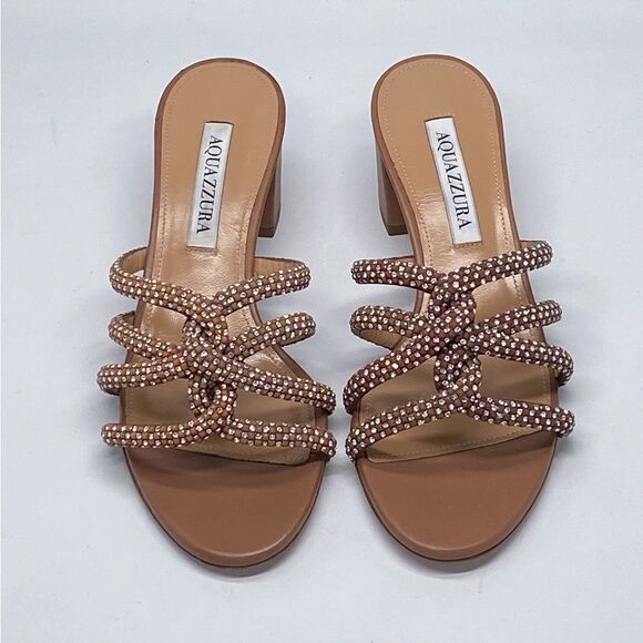 Aquazzura Crystal Leather Sandals size 36.5 - Picture 3 of 14